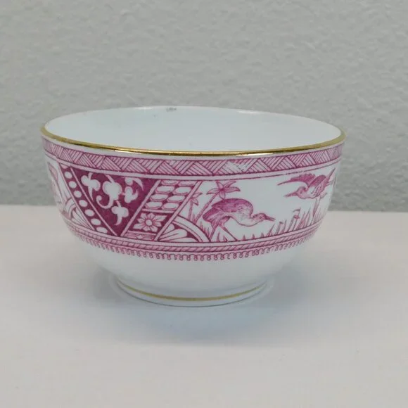 Meigh Forester Congo Fine China White Pink Gold Trim Round Bowl 4 1/8" Antique - Picture 2 of 9